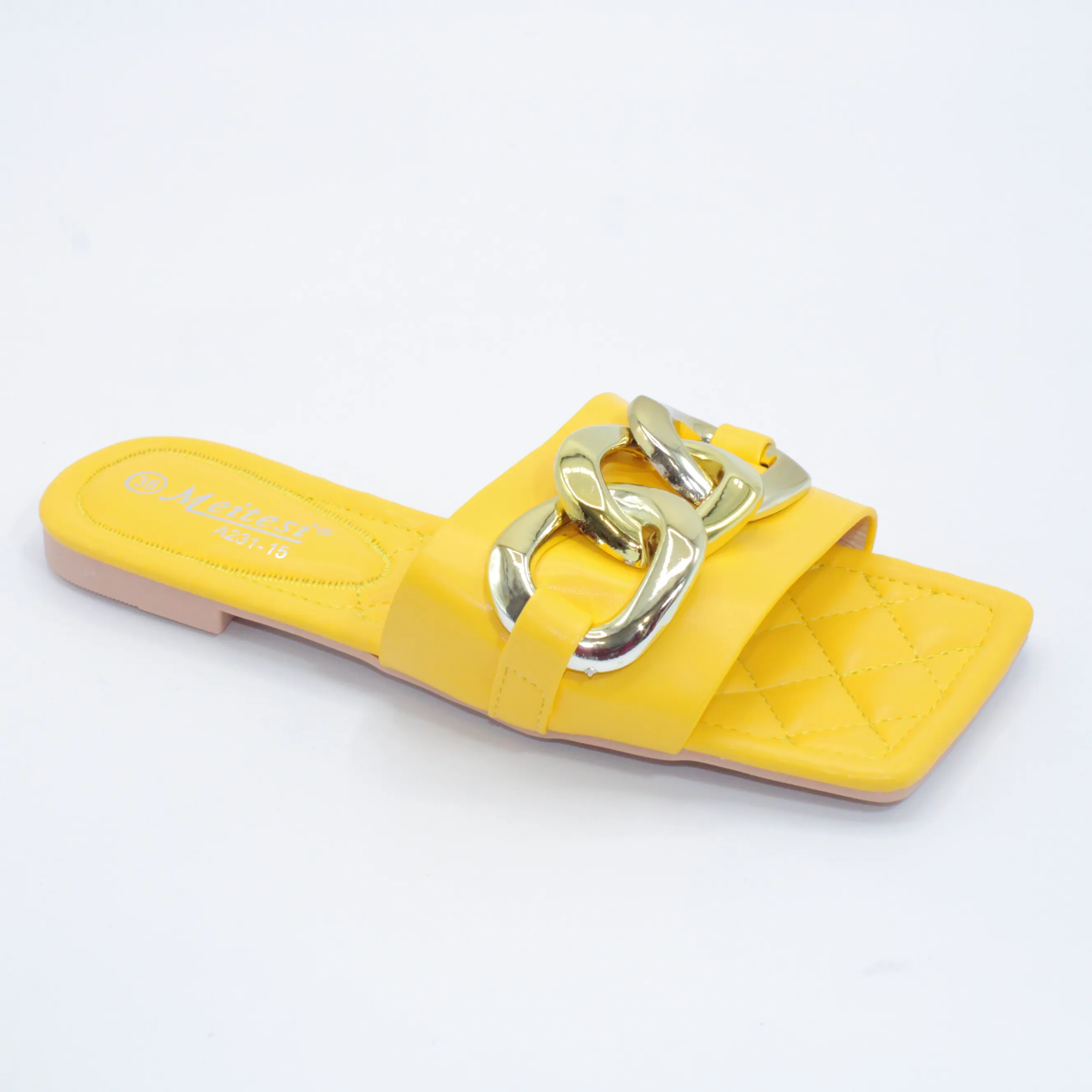 Женские летние шлепанцы желтого цвета MEITESI BS01-1062