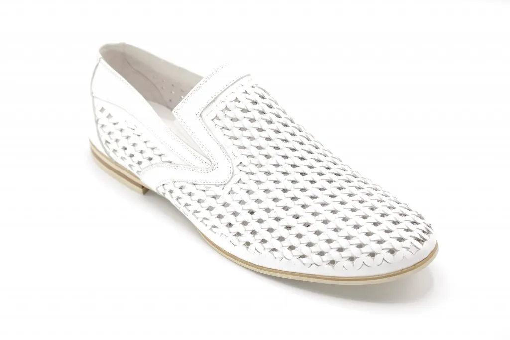 Мужские летние туфли белого цвета BS02-2345