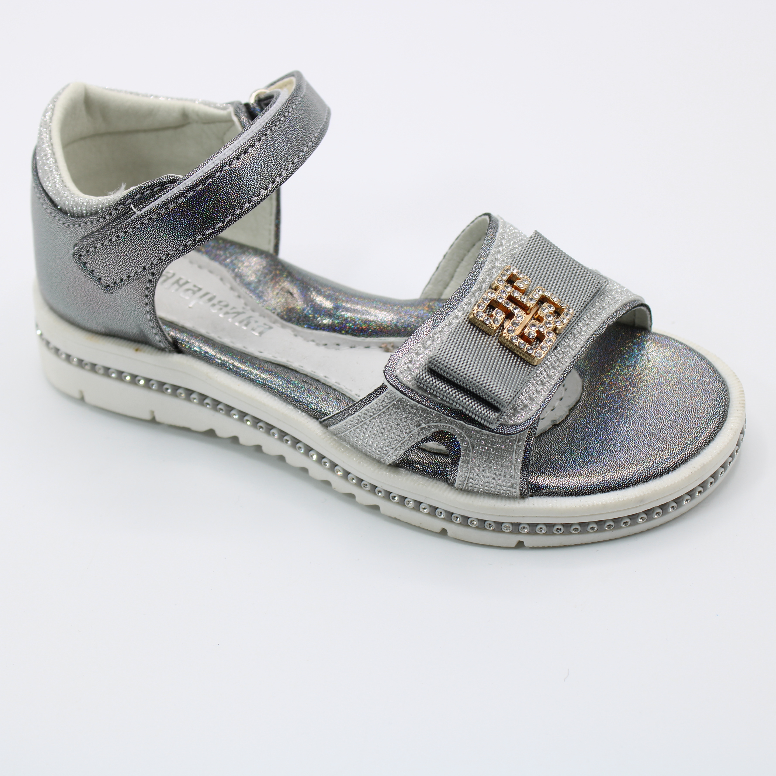 картинка Детские летние босоножки серебряного цвета КАНАРЕЙКА BS06-206 от интернет-магазина ByStep