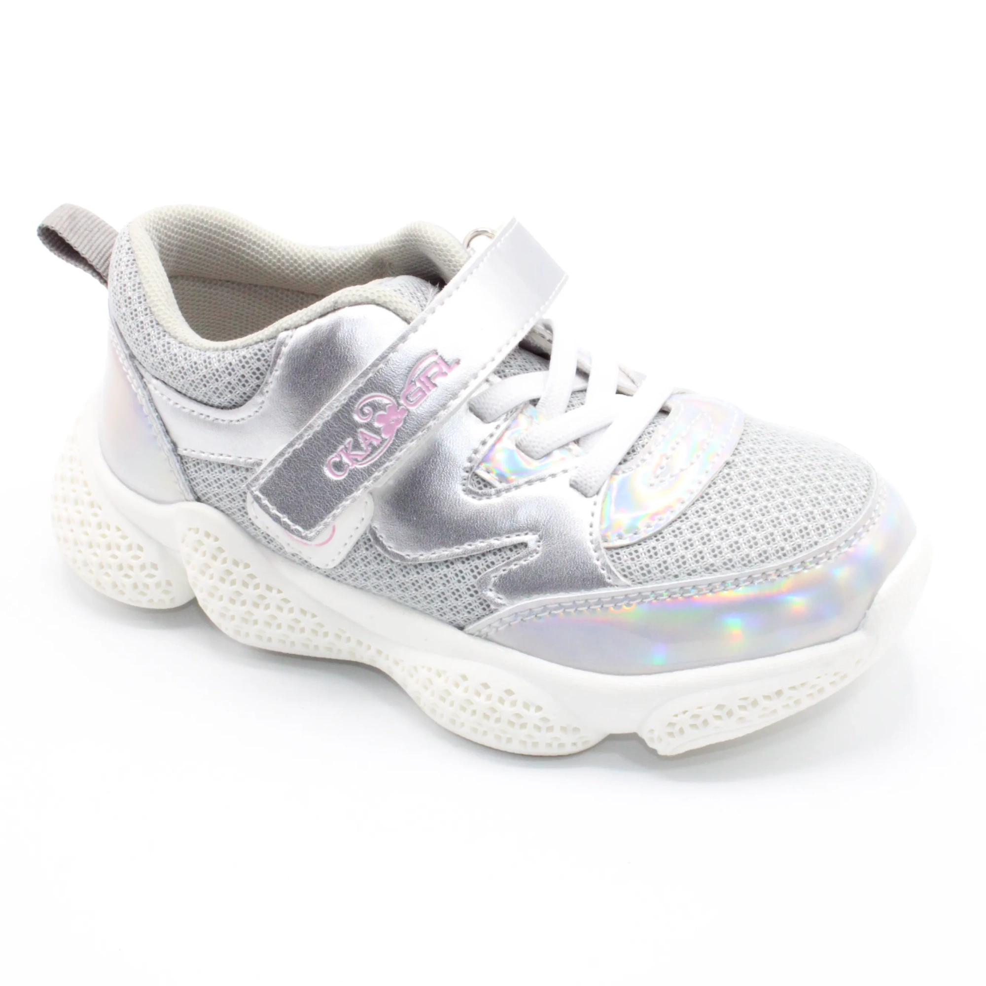 Детские весенние кроссовки серебряного цвета СКАЗКА BS05-72