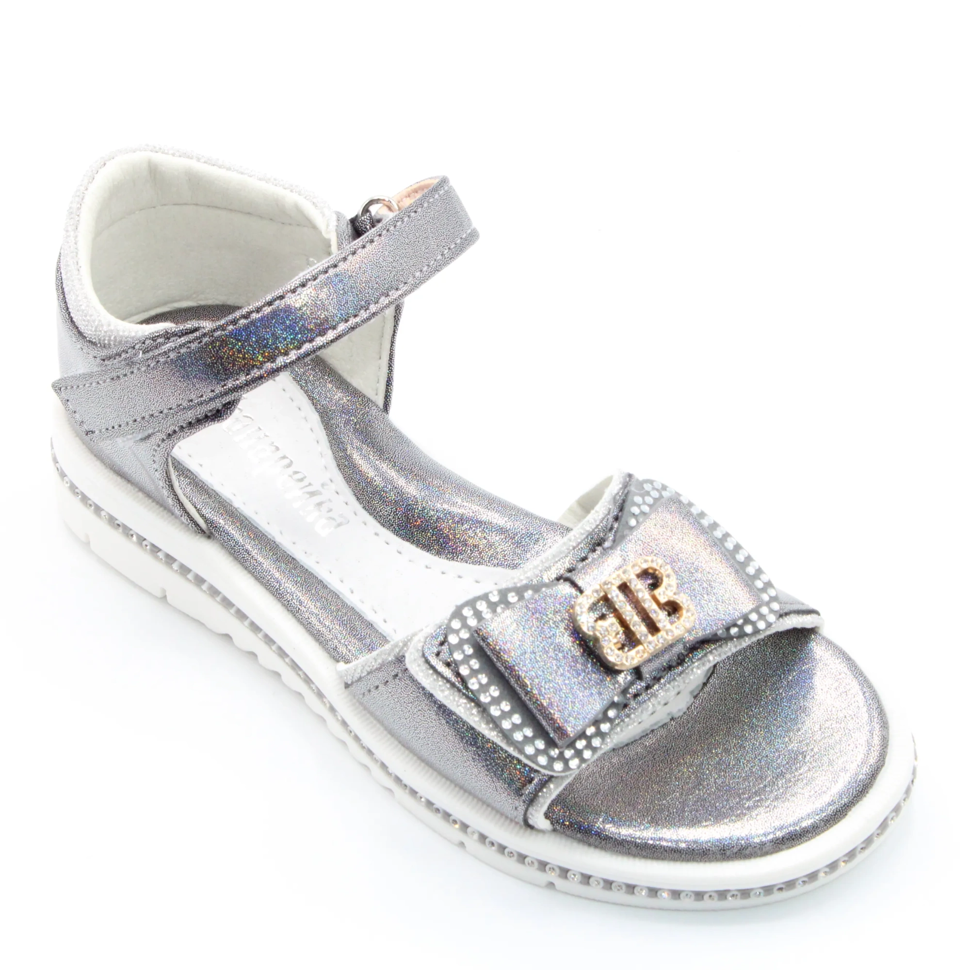 Детские летние босоножки серебряного цвета КАНАРЕЙКА BS06-691