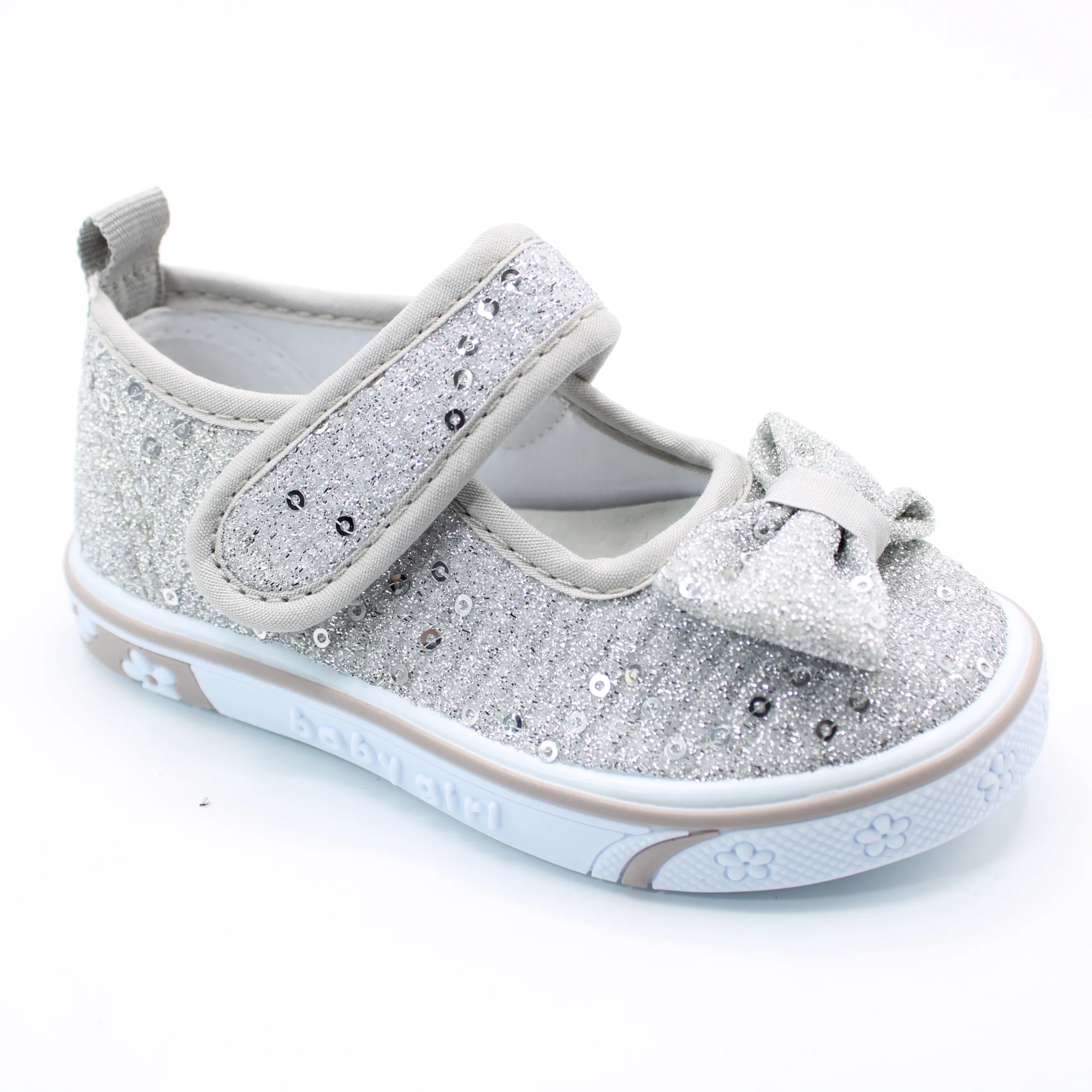 Детские летние туфли серебряного цвета SLV BS03-2170