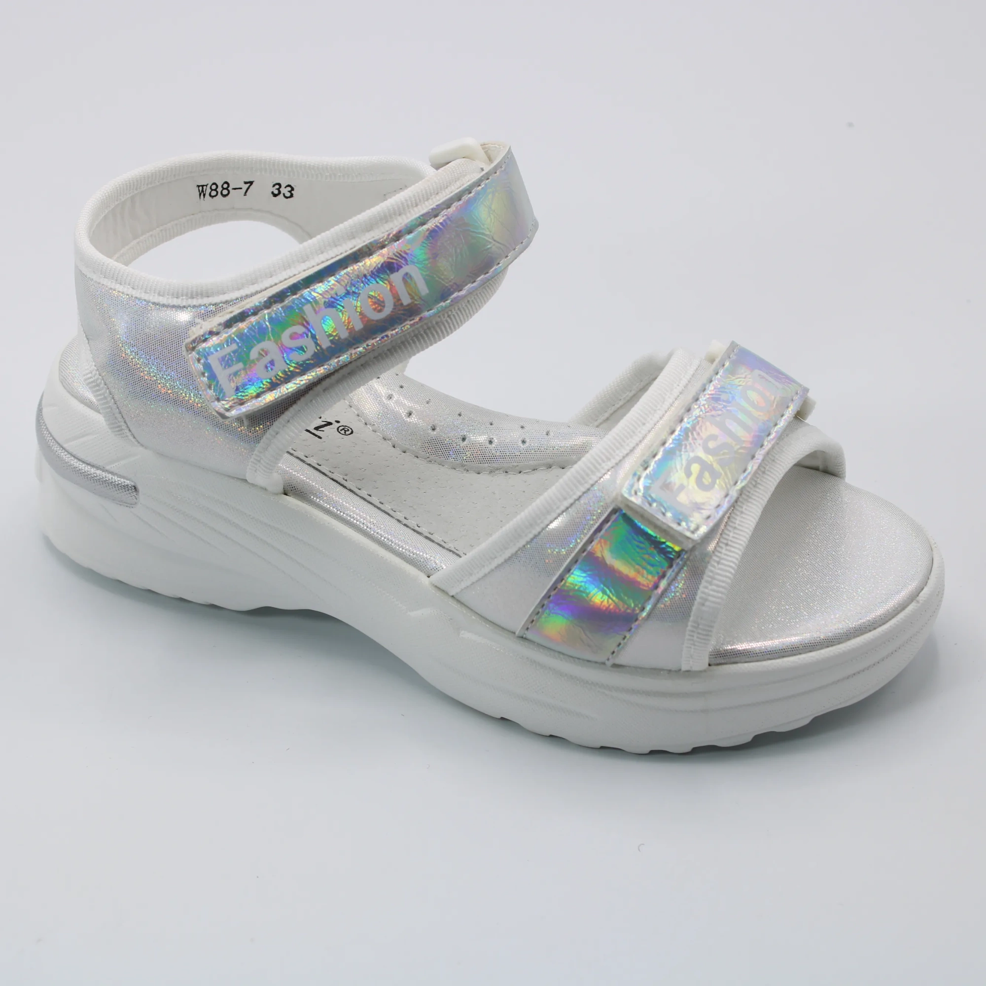 Детские летние босоножки серебряного цвета MEITESI BS03-2245