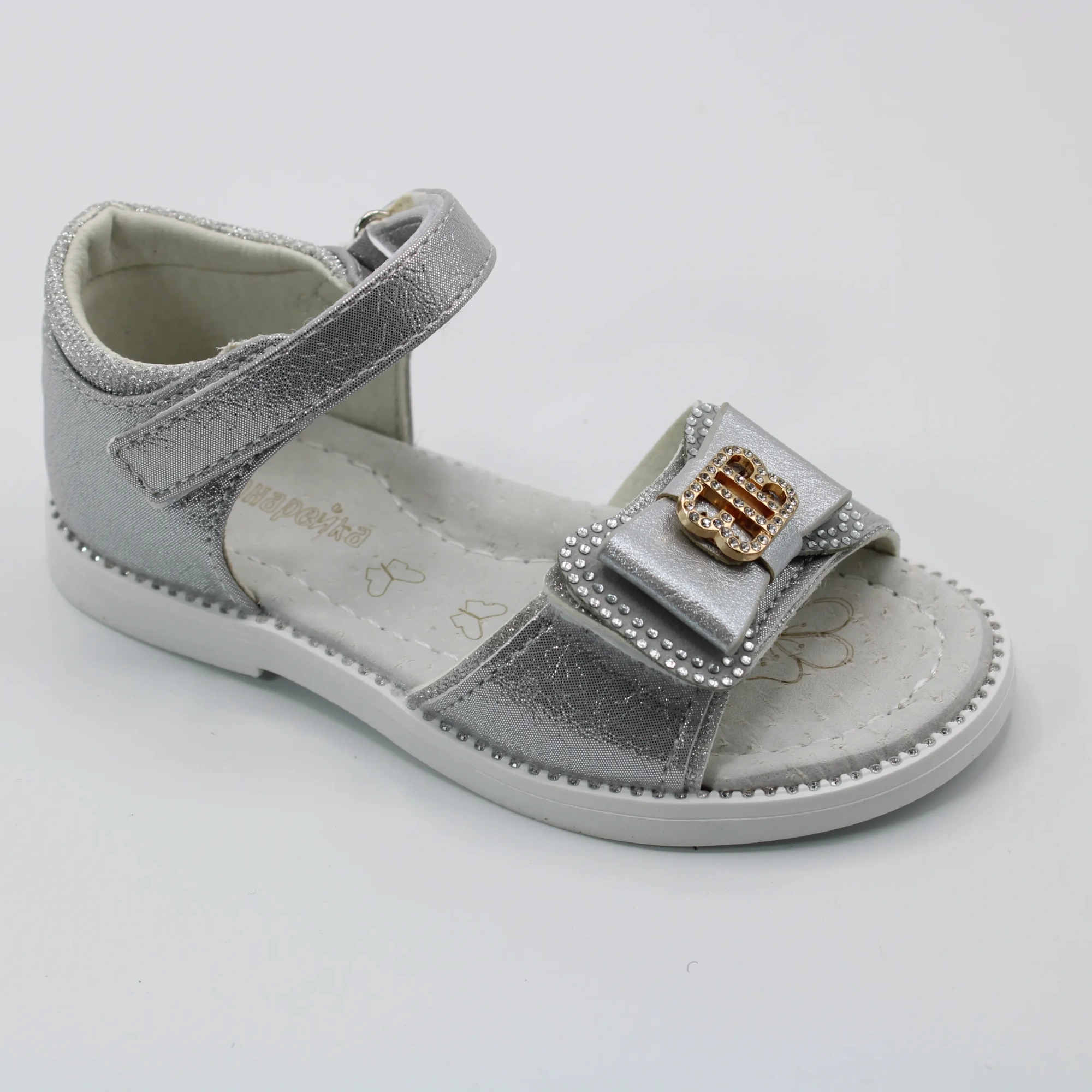 Детские летние босоножки серебряного цвета КАНАРЕЙКА BS03-2238