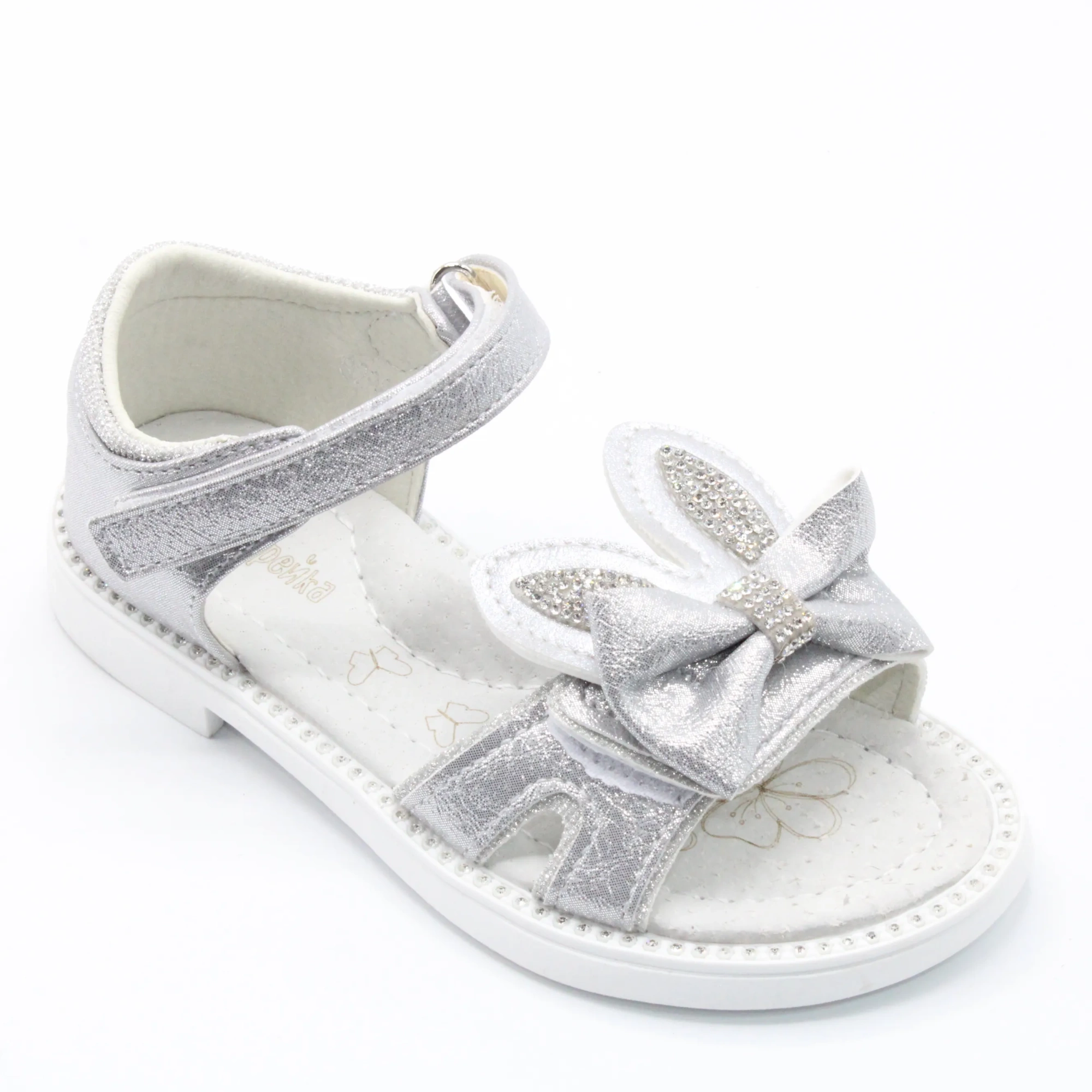 Детские летние босоножки серебряного цвета КАНАРЕЙКА BS06-692