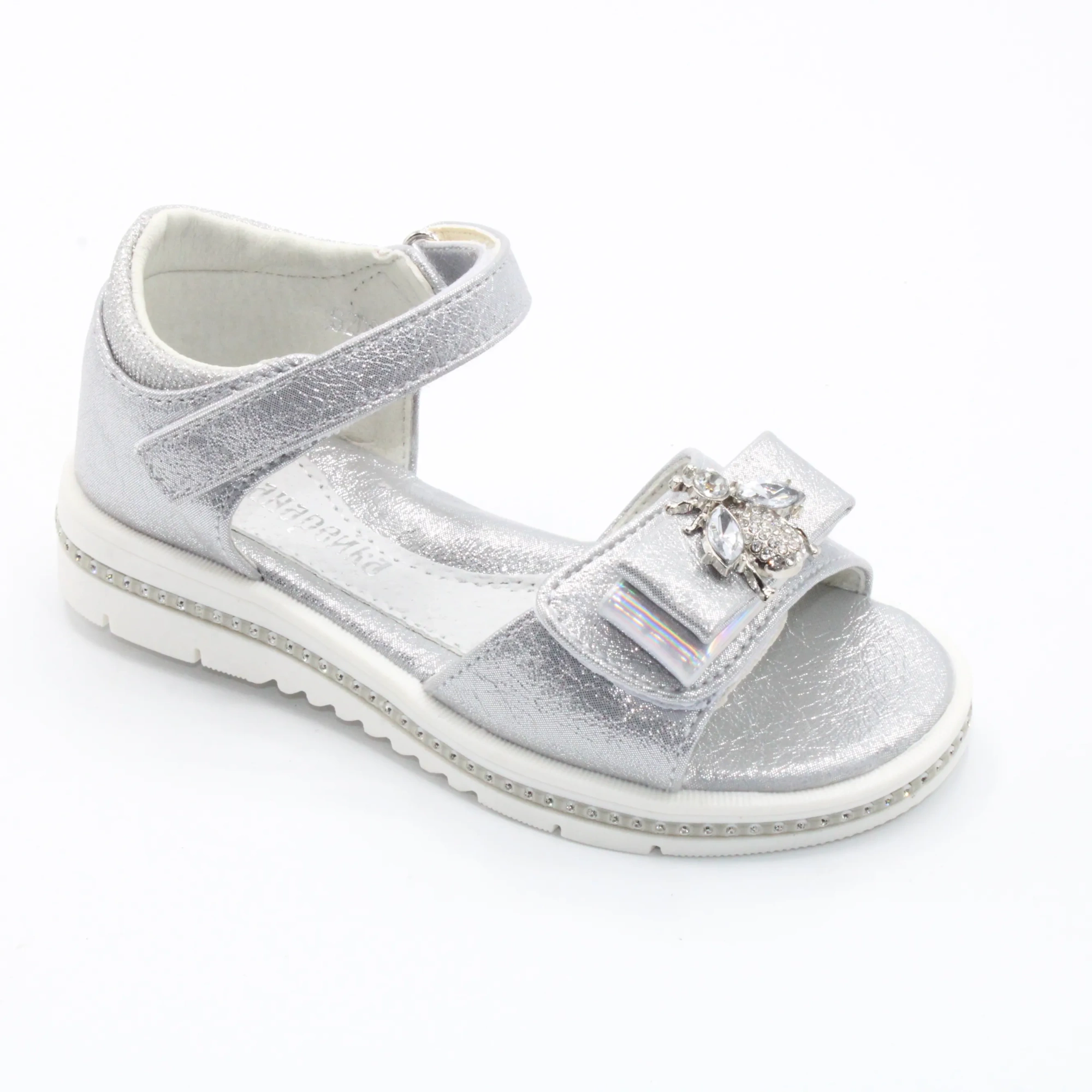 Детские летние босоножки серебряного цвета КАНАРЕЙКА BS05-218