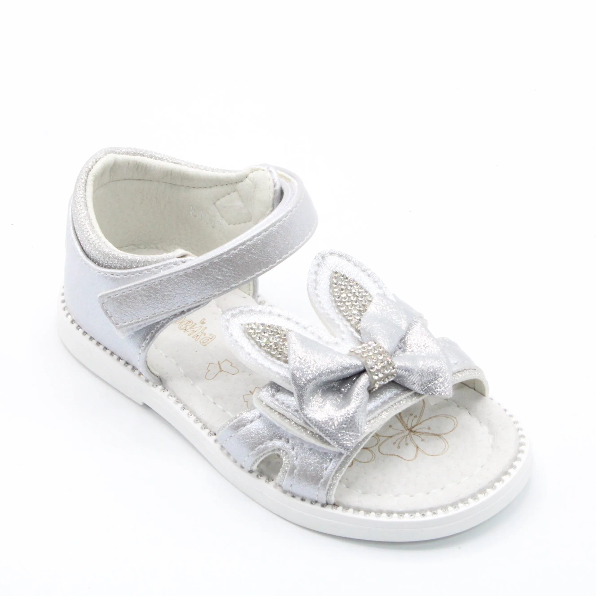 Детские летние босоножки серебряного цвета КАНАРЕЙКА BS06-690