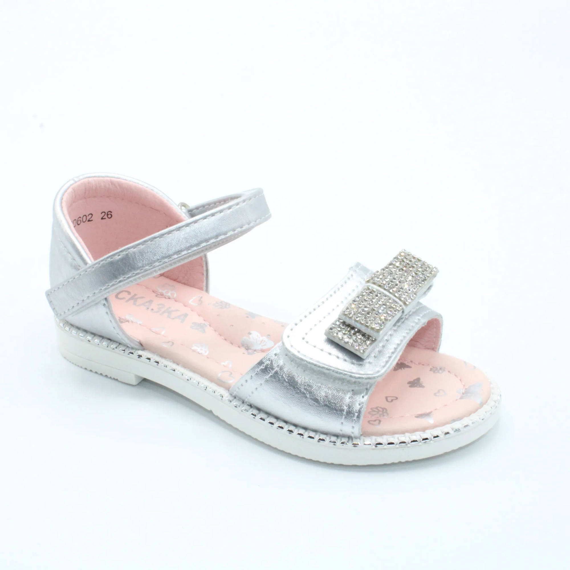Детские летние босоножки серебряного цвета СКАЗКА BS03-2590