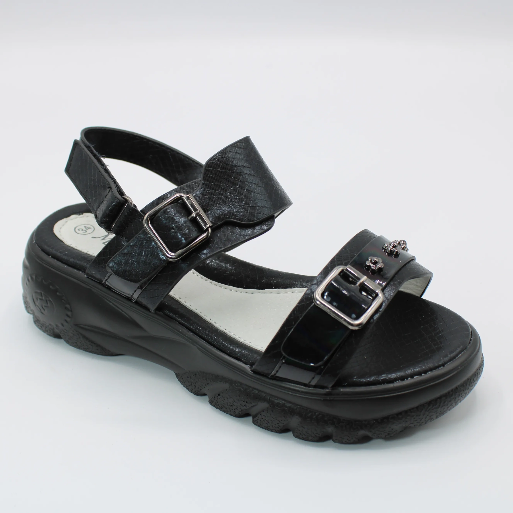 Детские летние босоножки черного цвета MEITESI BS03-2172